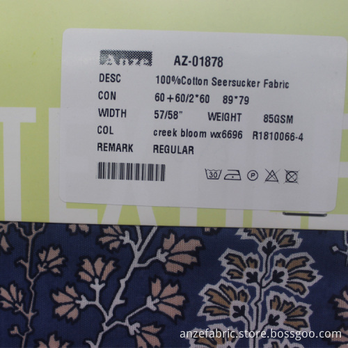 Recycled 85gsm 100% Cotton Seersucker Fabric for Dress